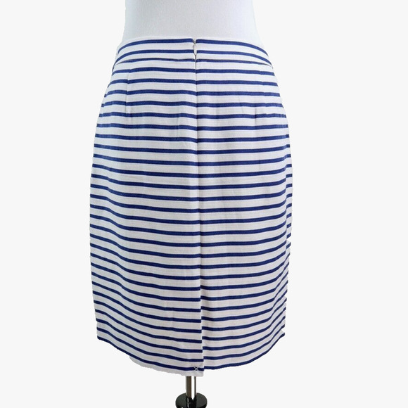 NWT J Crew Size 4 The Pencil Skirt Lined Nautical Stripe Blue White - Picture 5 of 12